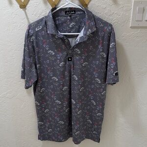 Bad Birdie Gray Floral Polo